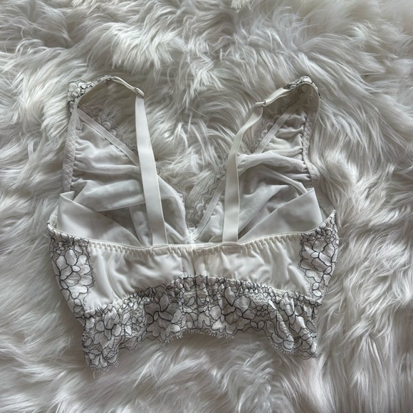 Cosabella Never Say Never Plungie Longline Bralette - White/Black Lace M - Picture 5 of 12
